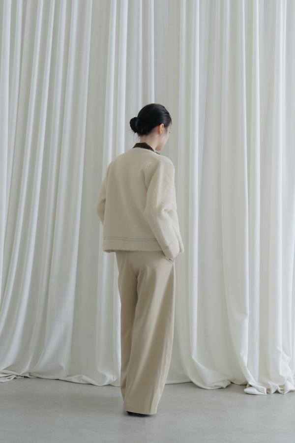 彩線縫邊親膚口袋外套(杏) 