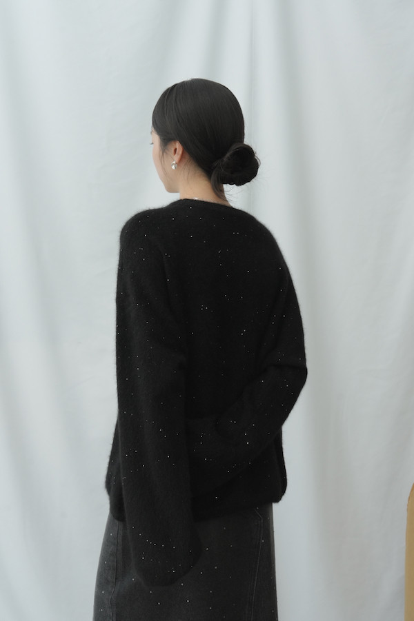 細緻閃亮柔軟毛衣(黑) 