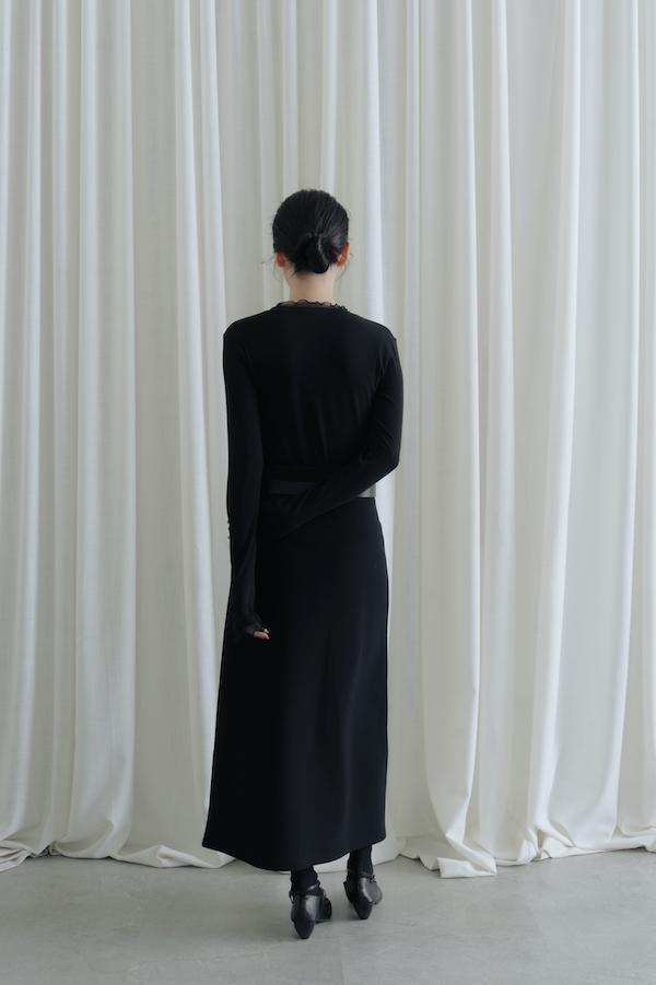 彈性收腰簡約直筒長裙(黑) 