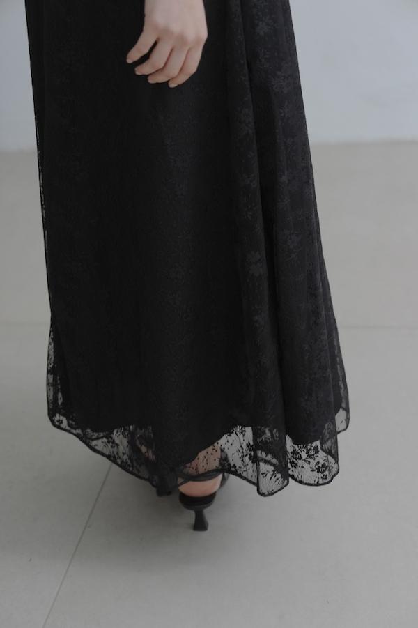 春日小花刺繡長洋裝(黑) 