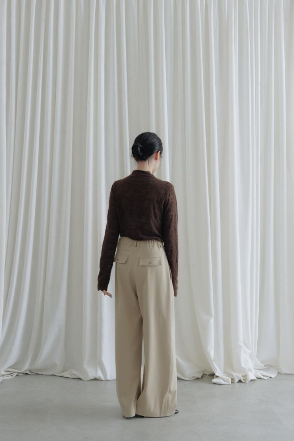 後腰鬆緊落地西裝褲(米) 