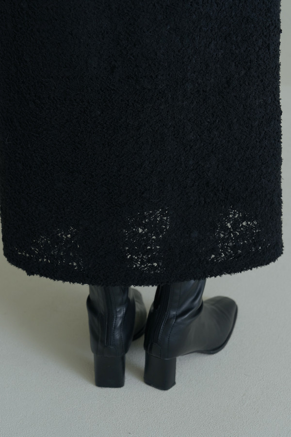 立體球球毛絨感長裙(黑) 