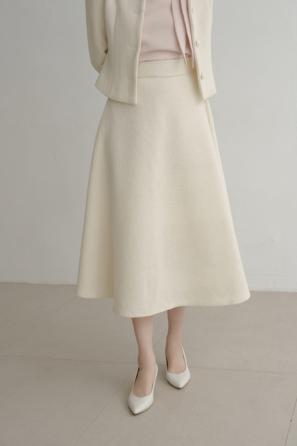 簡約小香風傘狀裙(白) 