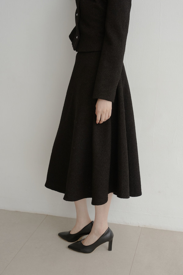 簡約小香風傘狀裙(黑) 