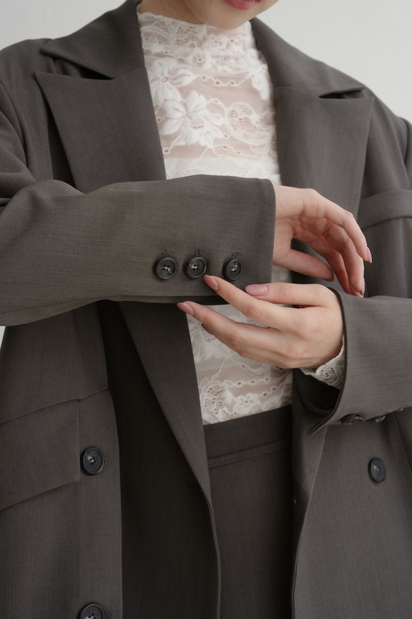 斜口袋側邊不規則西外(灰) 