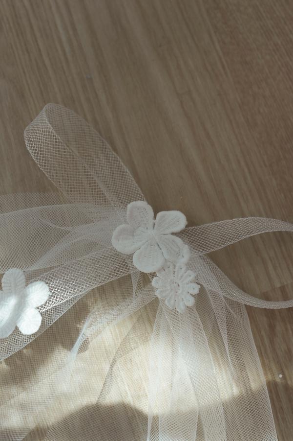 快閃-花瓣彈性網蝴蝶結頭紗 