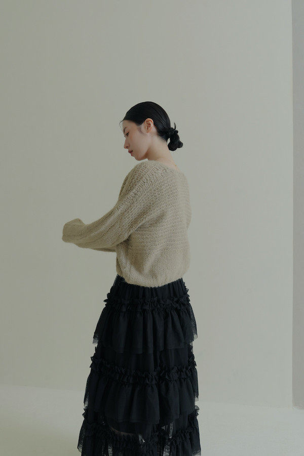 多層次網紗造型長裙(黑) 