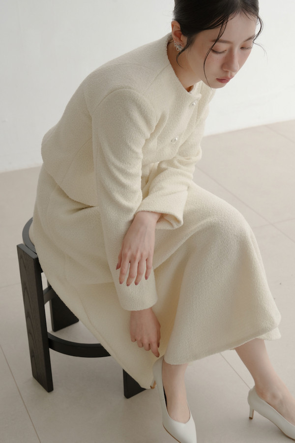 簡約小香風傘狀裙(白) 