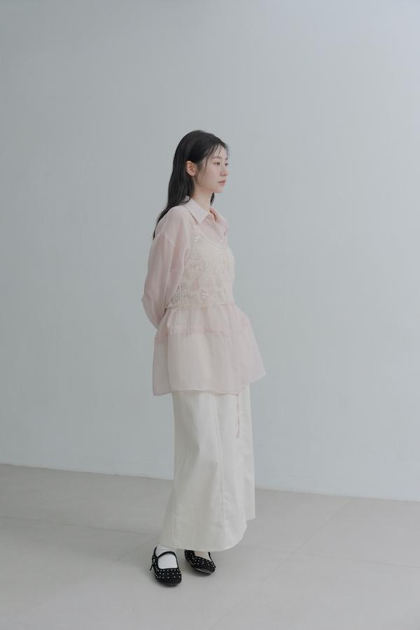 雛菊花亮片珠繡背心(米白) 