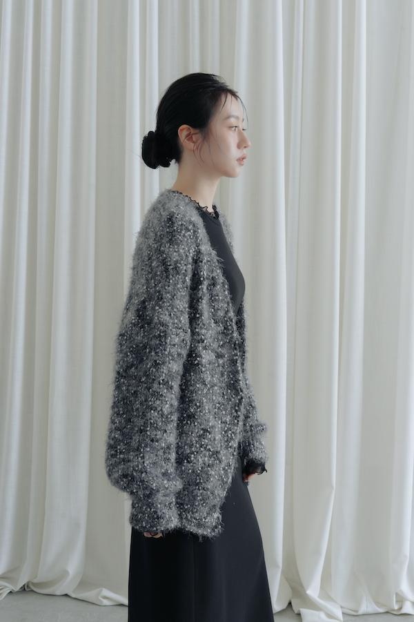 立體混色線圈針織外套(深灰黑) 