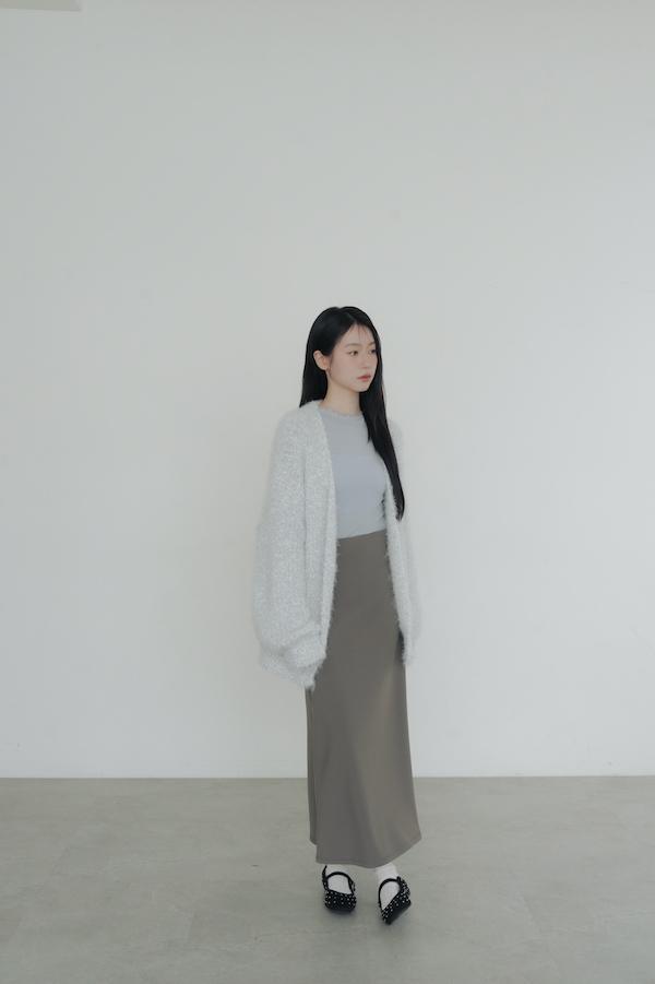 木耳薄紗滾邊天絲上衣(灰藍) 