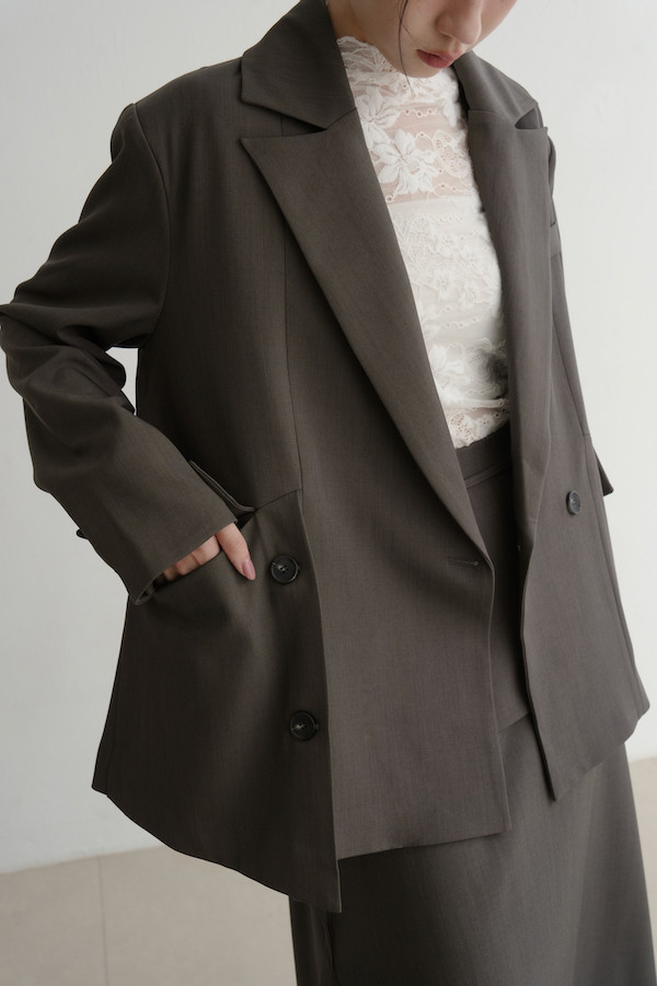 斜口袋側邊不規則西外(灰) 