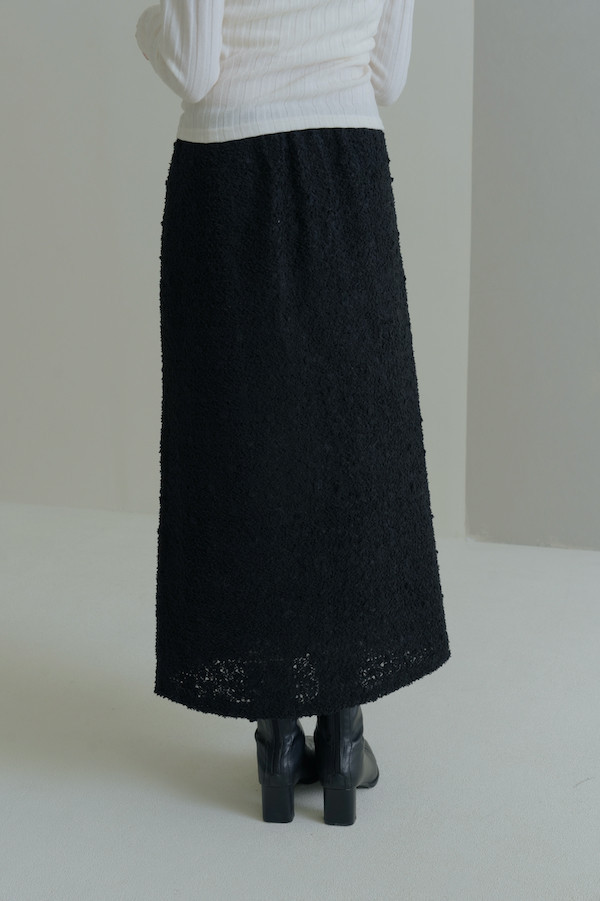 立體球球毛絨感長裙(黑) 