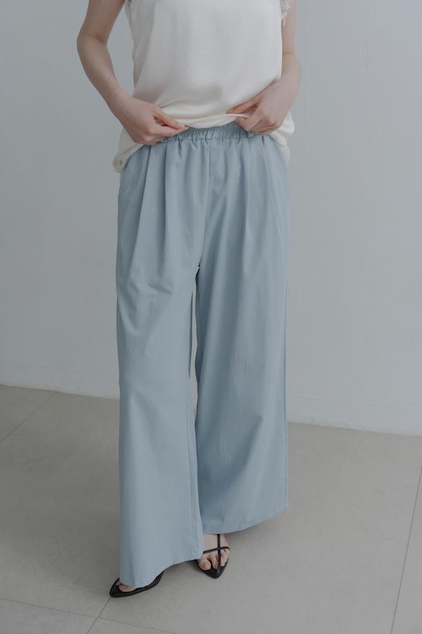 輕盈感鬆緊春日涼感褲(淺藍) 