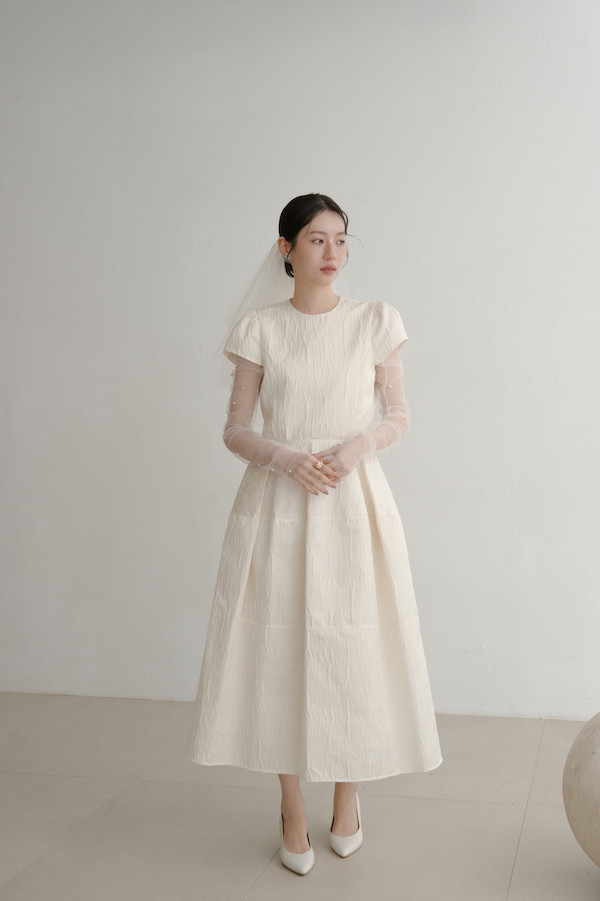 珍珠釘網紗袖套(米白) 