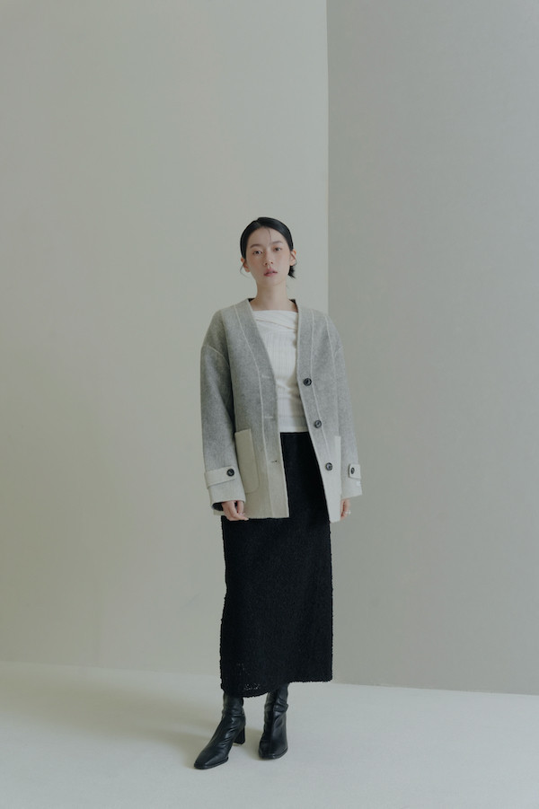 立體球球毛絨感長裙(黑) 