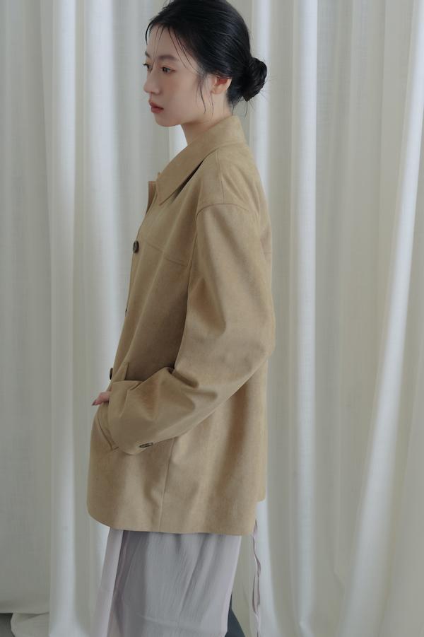 簡約時髦麂皮外套(卡其) 
