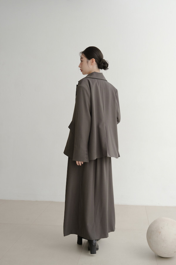 附繫帶假兩件式長裙(灰) 