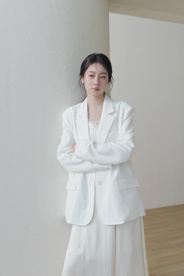 內裡條紋春日感西外(白) 