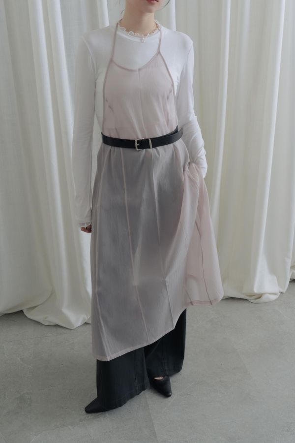 透膚薄紗造型綁帶罩衫(淺紫) 