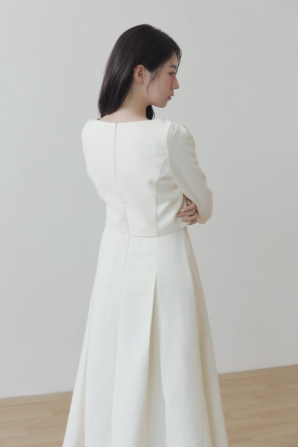 小香風七分袖簡約洋裝(白) 