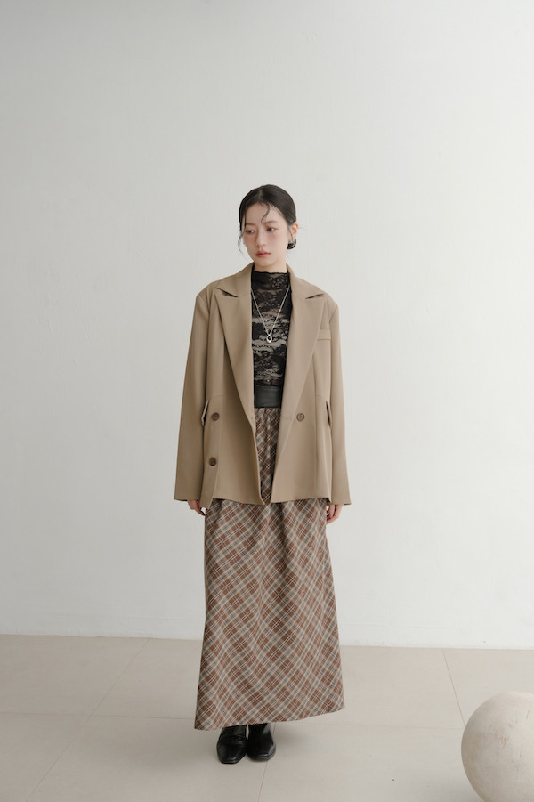 斜口袋側邊不規則西外(淺棕) 