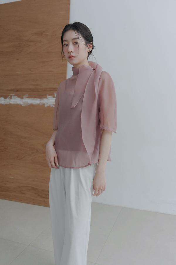 輕盈感鬆緊春日涼感褲(米白) 