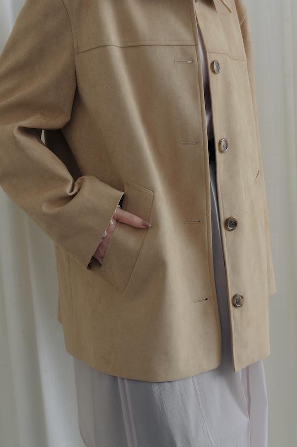 簡約時髦麂皮外套(卡其) 