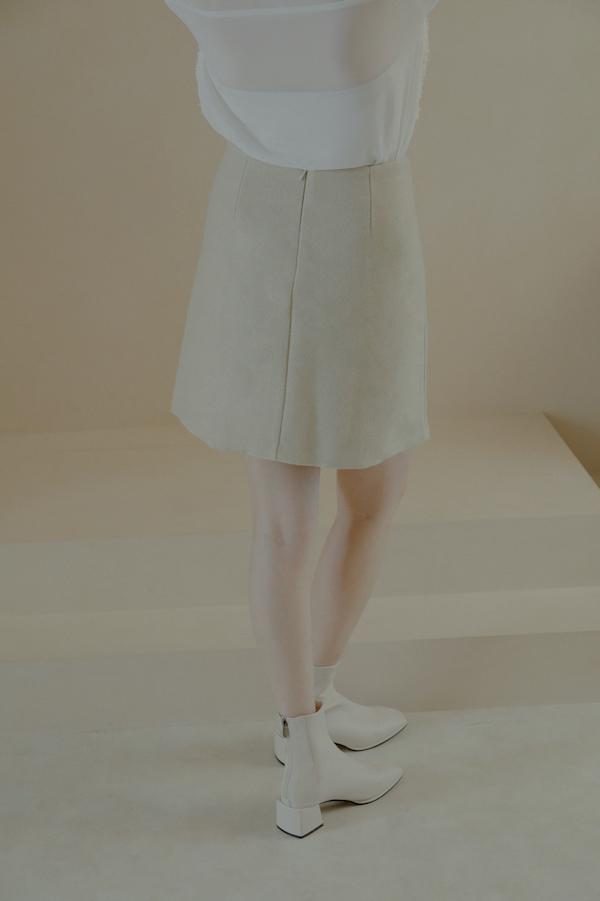 【SALE】簡約羊毛迷你A字裙(米) 