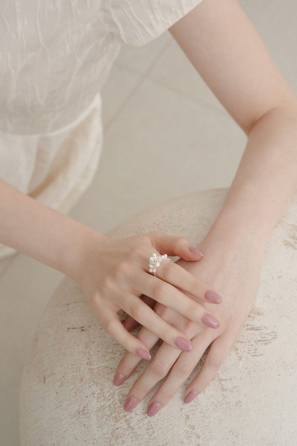 煙花珍珠水鑽純銀戒指(銀) 