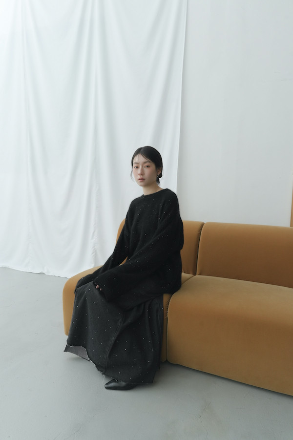 小水鑽開衩牛仔長裙(深藍) 