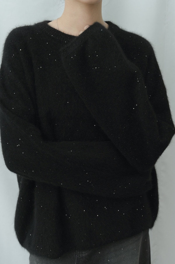 細緻閃亮柔軟毛衣(黑) 