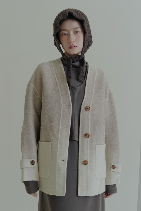 愛心金標針織羊毛帽(深咖/白/紅) 