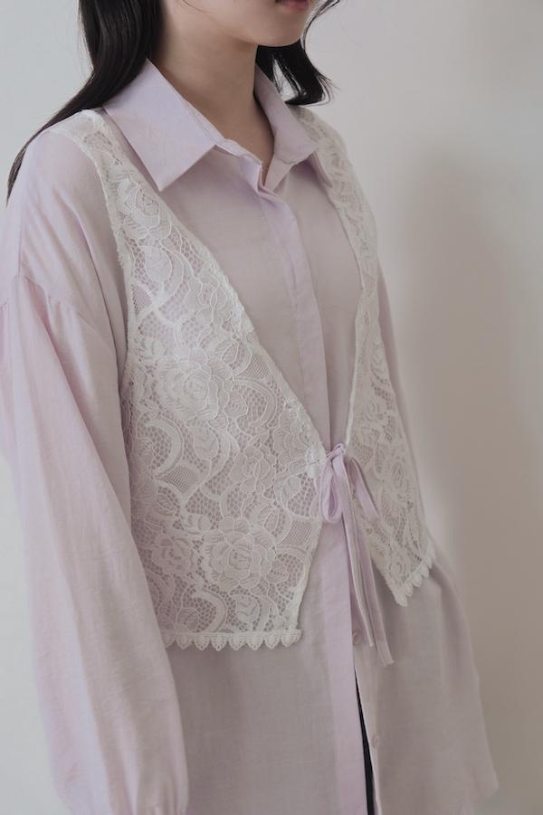 拼接蕾絲背心日感襯衫(淺紫) 