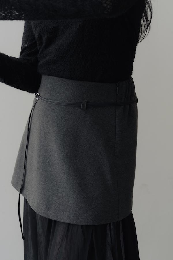 拼接透紗設計感長裙(灰黑) 