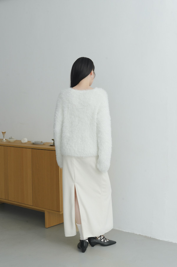 水鑽珍珠閃亮毛毛上衣(白) 