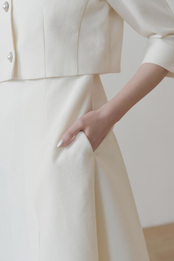 小香風七分袖簡約洋裝(白) 