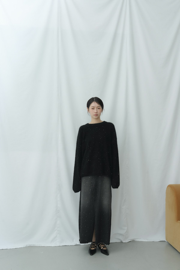 細緻閃亮柔軟毛衣(黑) 