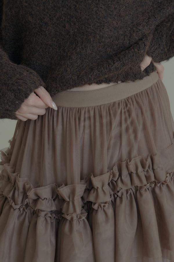 Wina下單處-多層次網紗造型長裙(深咖) 