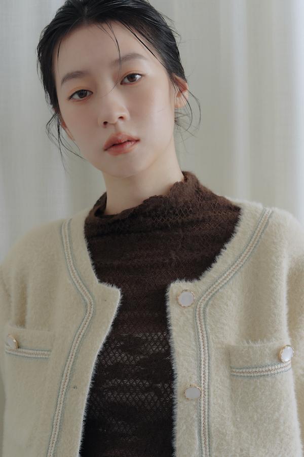 彩線縫邊親膚口袋外套(杏) 