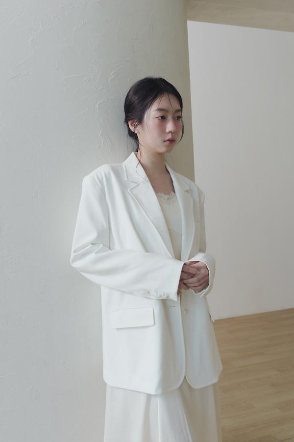 內裡條紋春日感西外(白) 