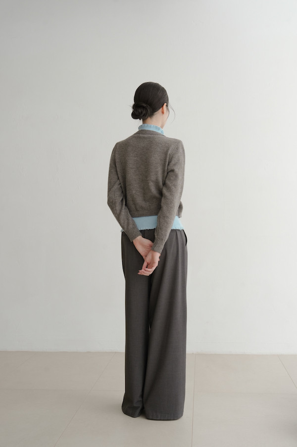 高腰落地時髦西裝褲(深灰) 