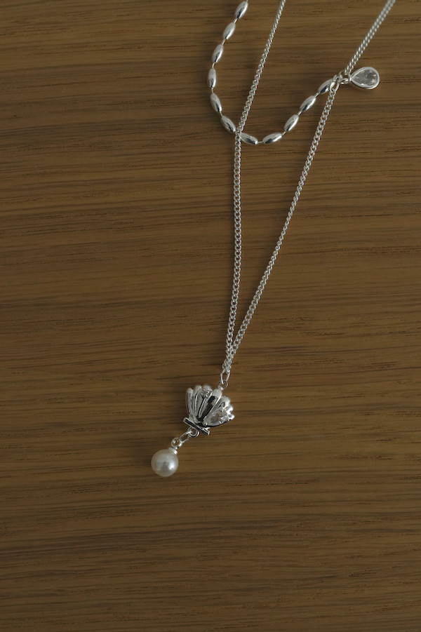 貝殼珍珠雙鍊項鍊 