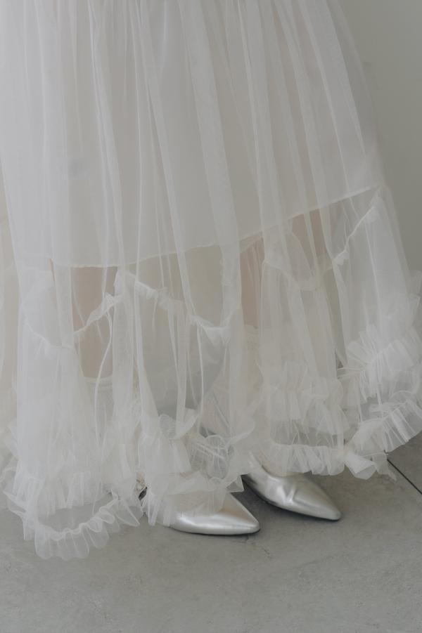 下擺層次蛋糕網紗裙(白) 