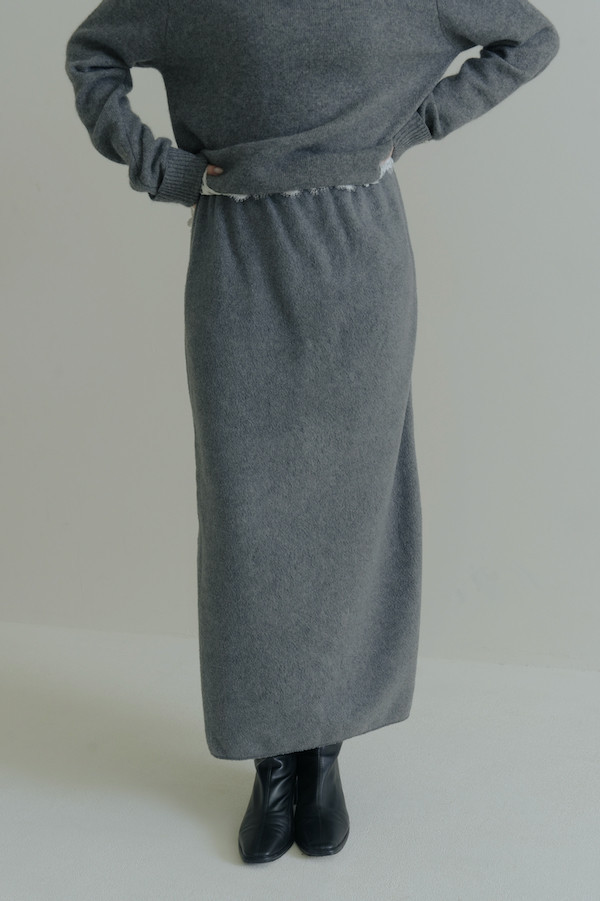 簡約後開衩保暖長裙(灰) 