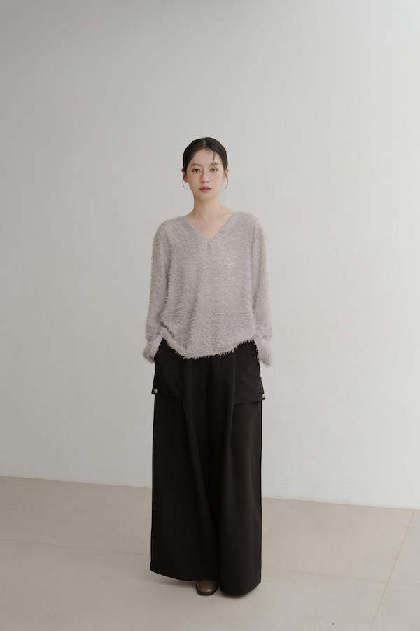 兩側釘釦設計長褲(黑) 