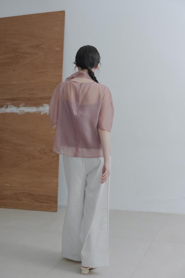 輕盈感鬆緊春日涼感褲(米白) 