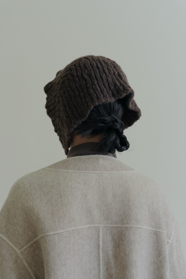 漸層大口袋純羊毛大衣(棕) 