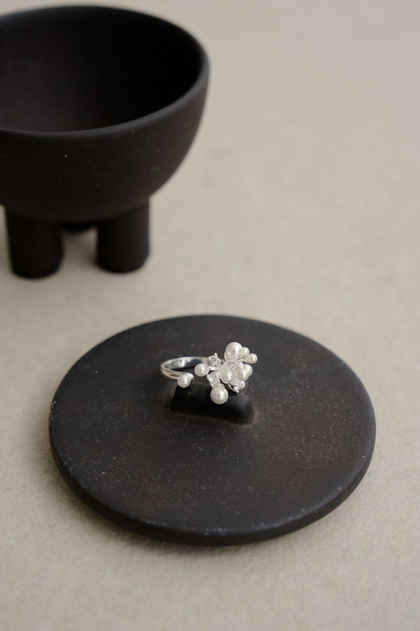 煙花珍珠水鑽純銀戒指(銀) 