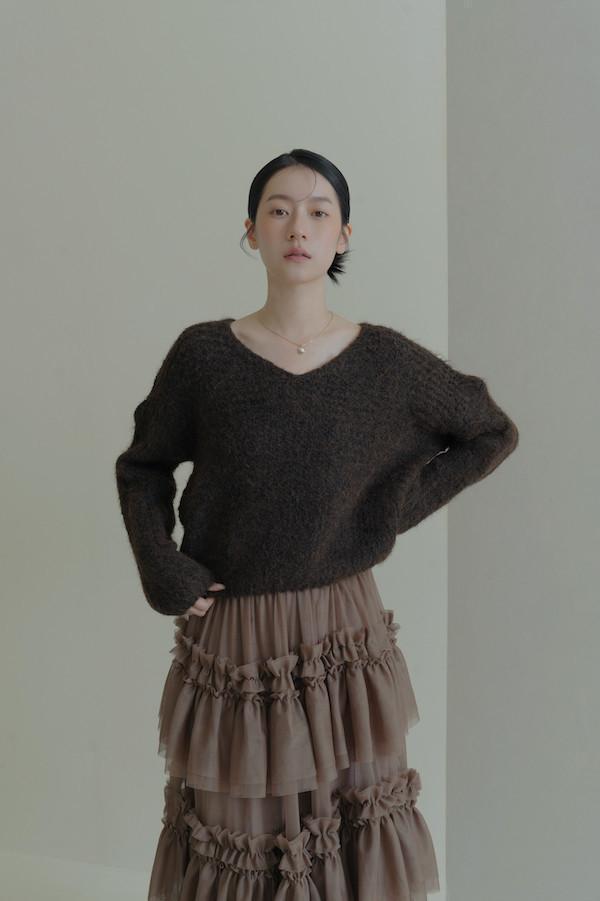 Wina下單處-多層次網紗造型長裙(深咖) 